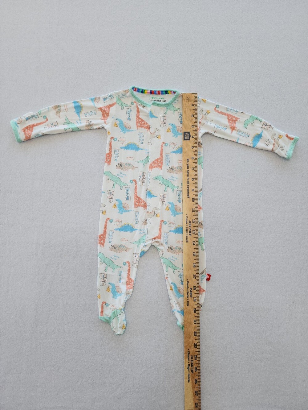 Magnetic Me Dino Print Magnetic Footie Sleeper 3-6 Months Modal Pajamas - Picture 2 of 9